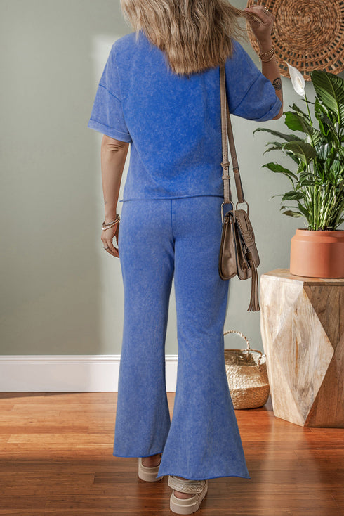 Retro Star Patched Wide Leg Cotton Lounge Set